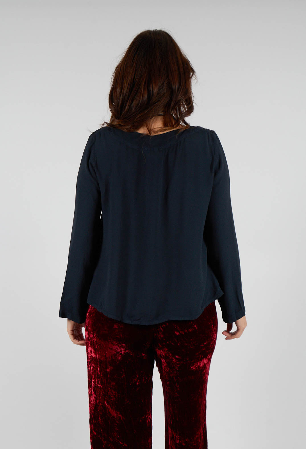 Satin Front Jacket with Embroidery in Storm