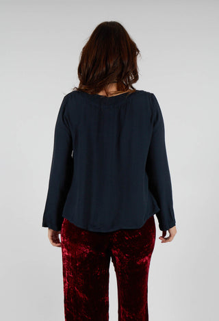 Satin Front Jacket with Embroidery in Storm