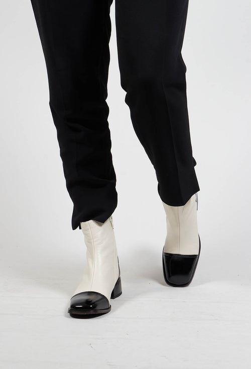 Zerain Low Heel Boots in Rice Maserati Negro