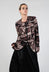 Zip Up Jacket with Ruffle Peplum Hem in Wood Print