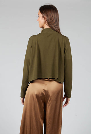 Zip Up Stripe Cardigan in Green