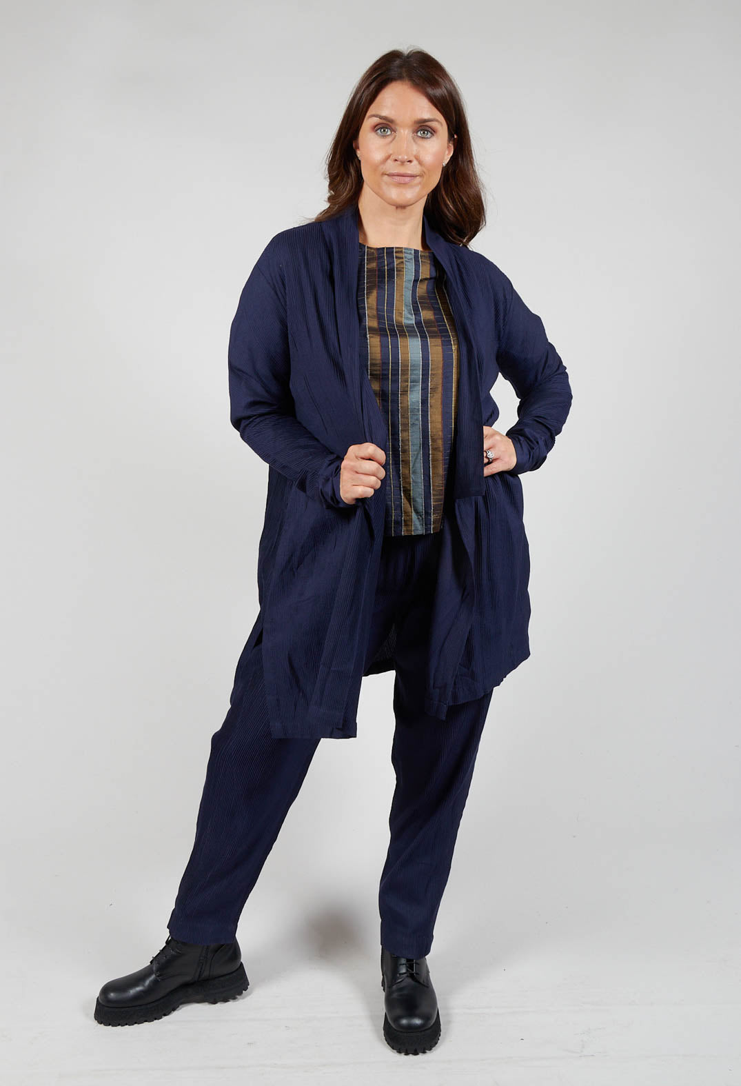 Cotton Pintuck Jacket in Blue