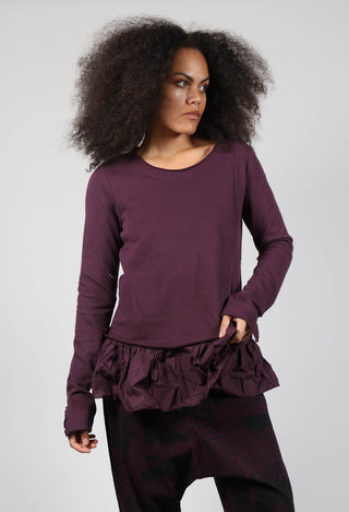 Long Sleeve Peplum Top in Ruby