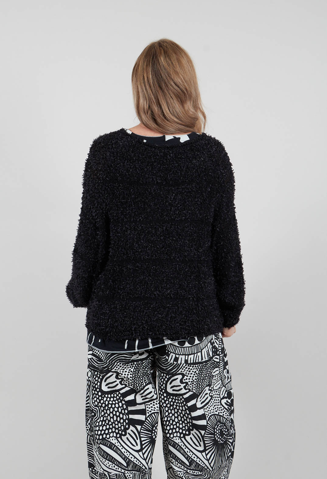 Textured Knit Jumper in Black - 3480701