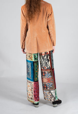 Printed Trousers in Patchwork Foulard Print