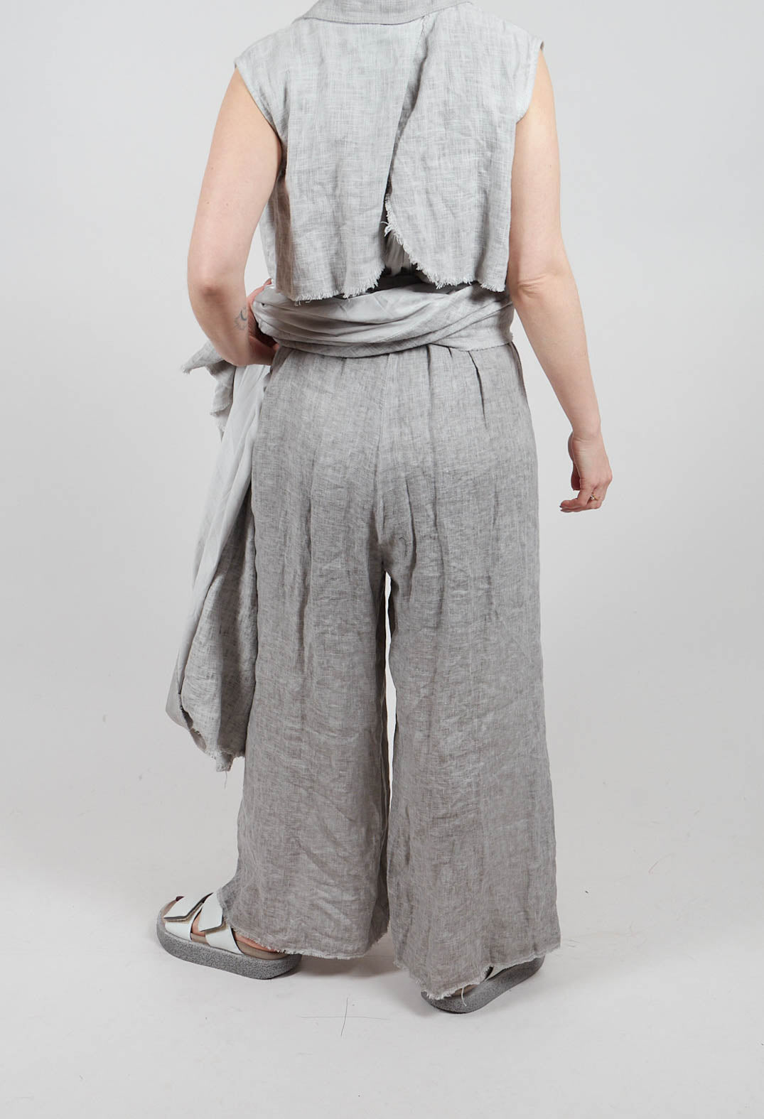 Linen Palazzo Trousers in Grey Shadow