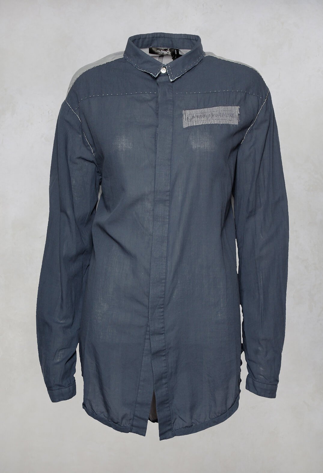Long Sleeved Collared Top in Dusty Blue