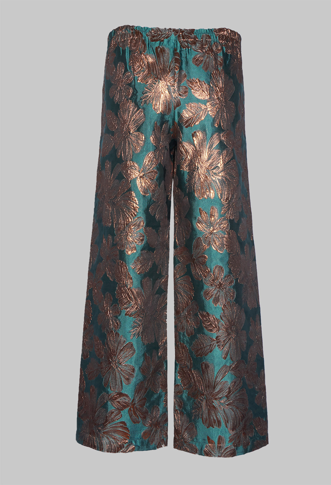 Printed Bojan Wide Leg Trousers in Emerald