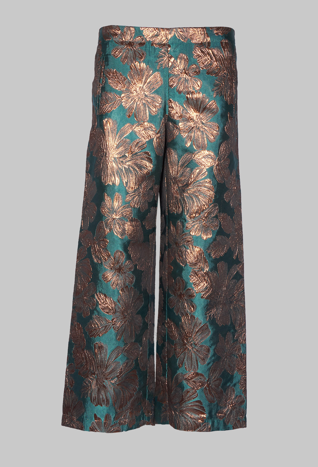 Printed Bojan Wide Leg Trousers in Emerald