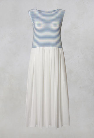 Sleeveless Midi Dress with Contrast Skirt in Latte Celeste / Latte