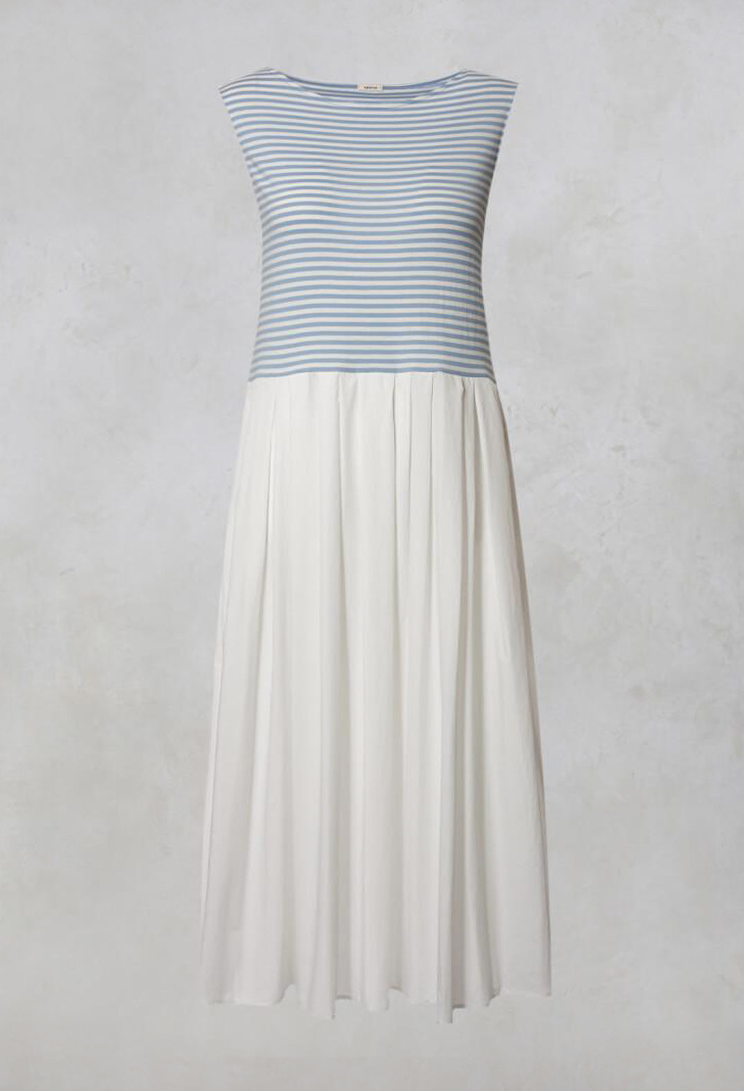 Sleeveless Midi Dress with Contrast Skirt in Latte Celeste / Latte