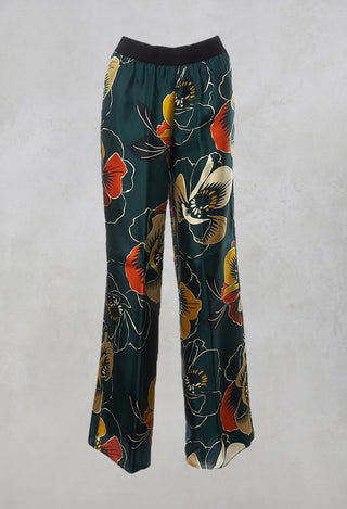 wide leg silk trousers in floral print