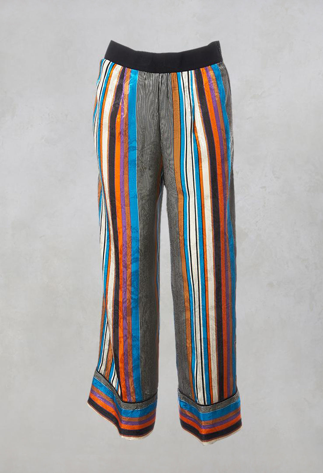 multicolour stripe wide leg trousers