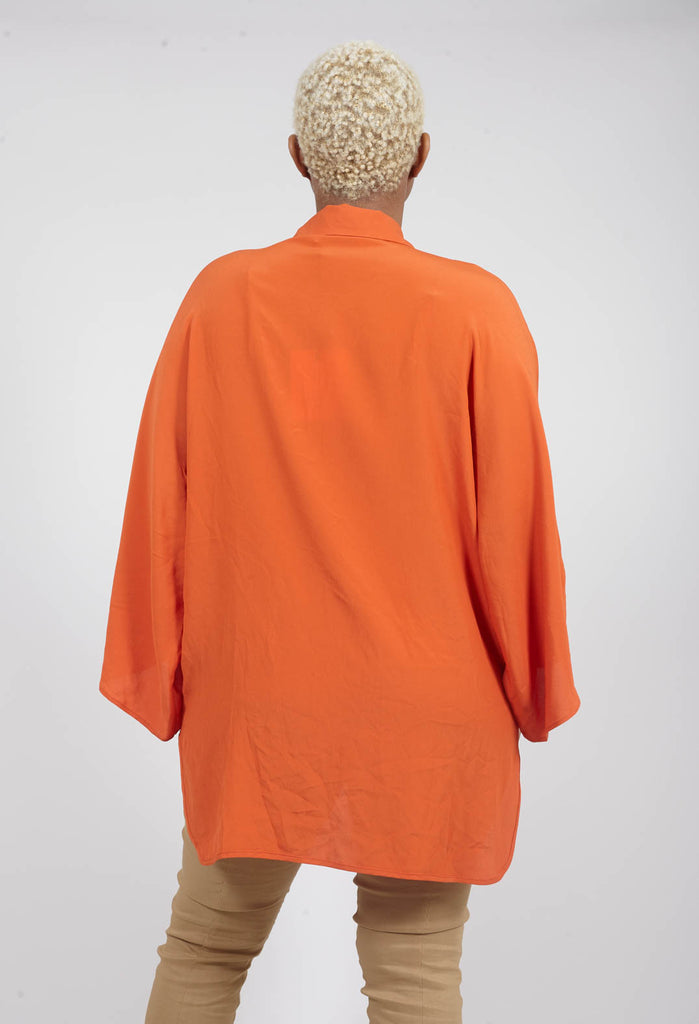 long sheer silk shirt in orange