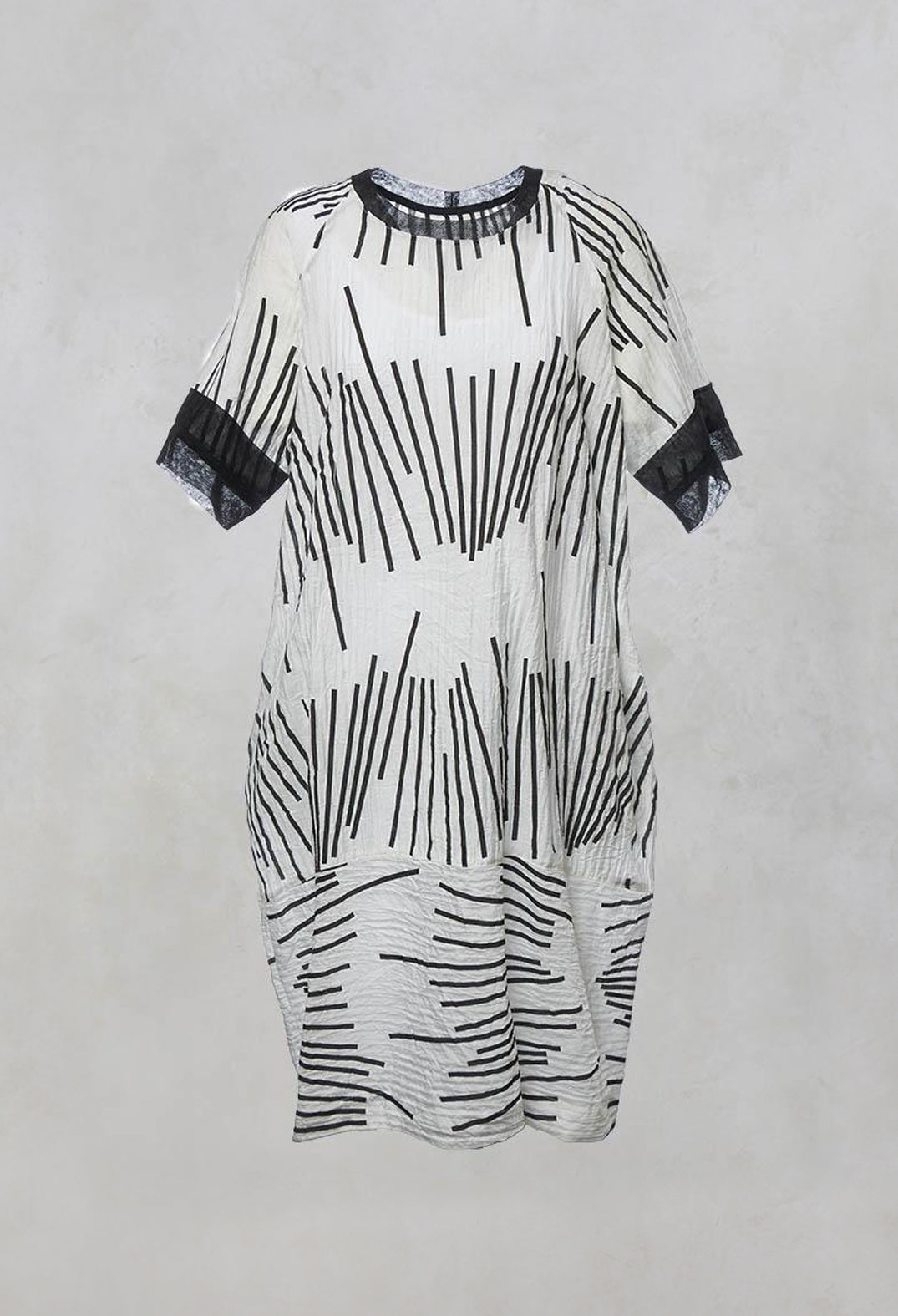 Oversized Shift Dress with Netting and Slip Dress in Black/White Print