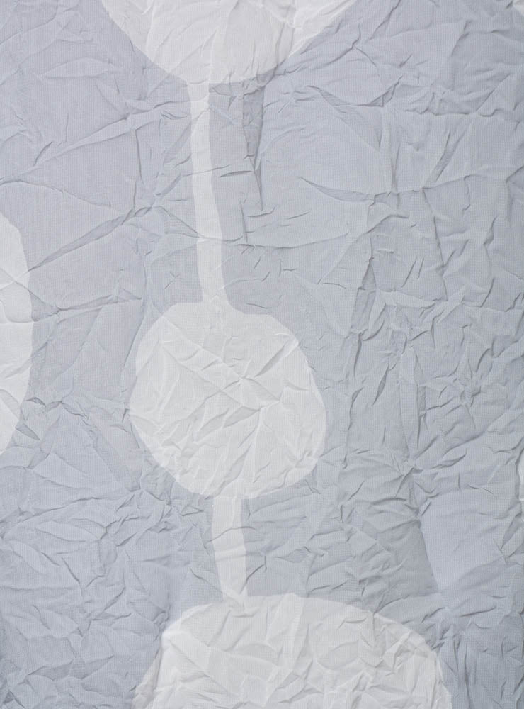 Sheer Dress with Slip and Elasticated Cuffs and Hem in Grey/Offwhite