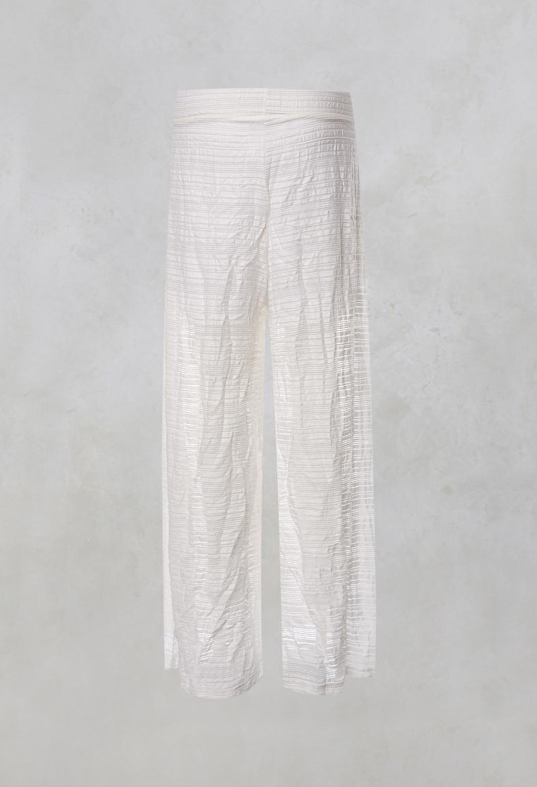 Wide Leg Trousers with Crinkle Effect in Offwhite