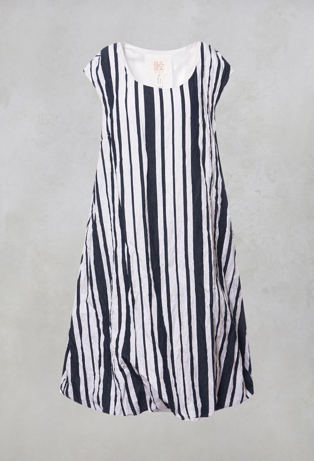 Sleeveless Striped Tulip Dress in White