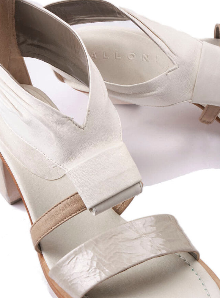 Heeled Cross Over Open Toe Sandal in Bardot Chalk / Slight Corda / Slight Latte