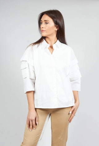 Shirt with Pleated Sleeves in Chianti Latte
