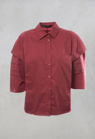 Shirt with Pleated Sleeves in Chianti Glicine