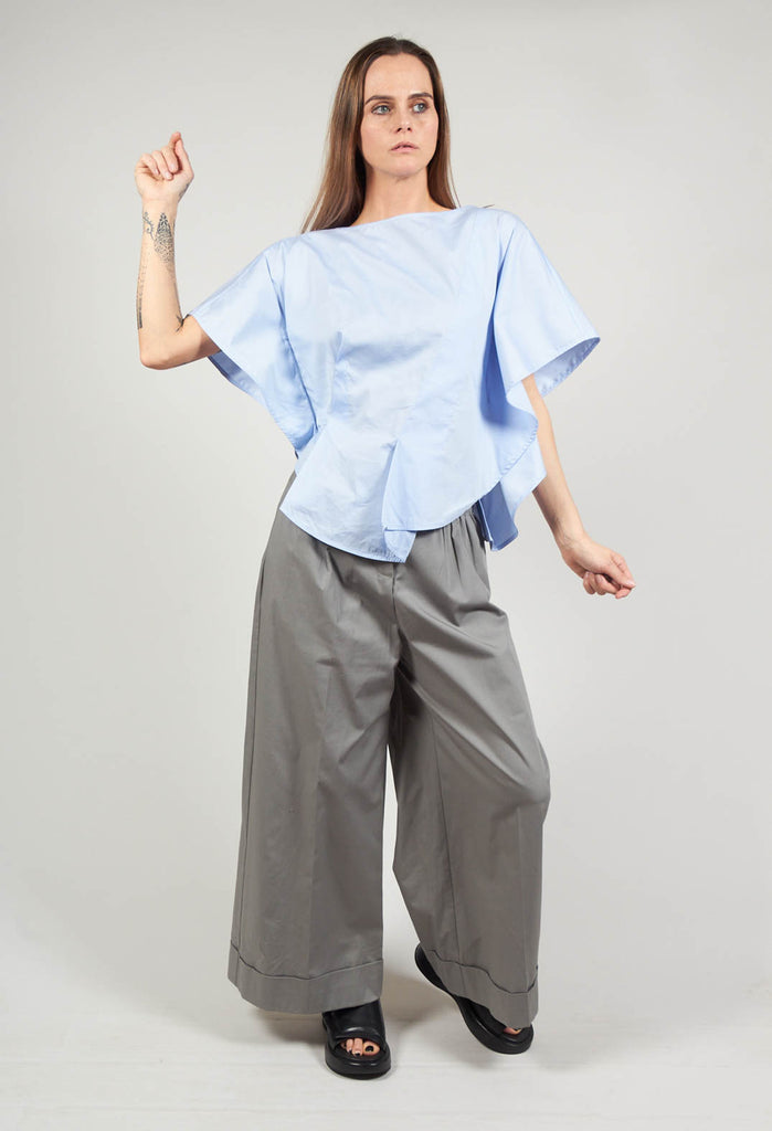 Cape Style Top with Side Zips in Chianti Cielo