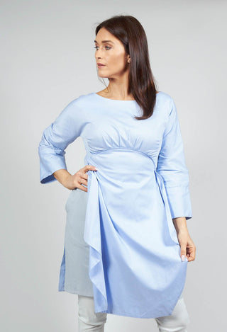 Double Layered Pleated Dress in Chianti Cielo