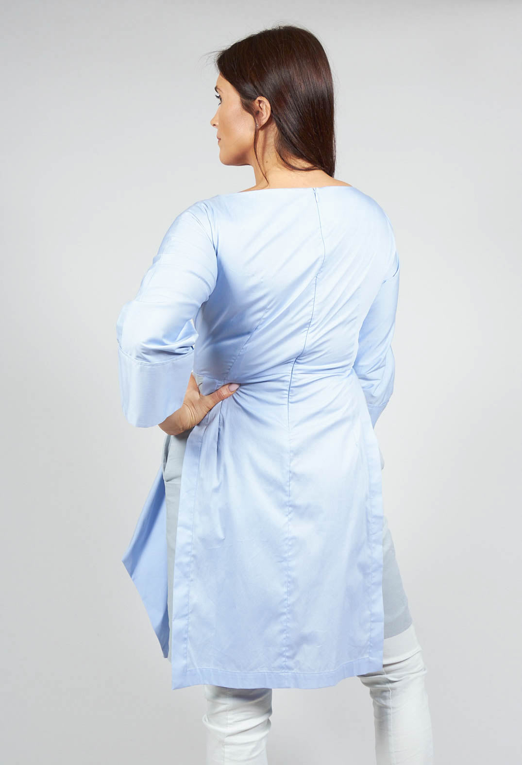 Double Layered Pleated Dress in Chianti Cielo
