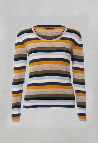 Fine Knit Striped Jumper in Blu/Multicolor