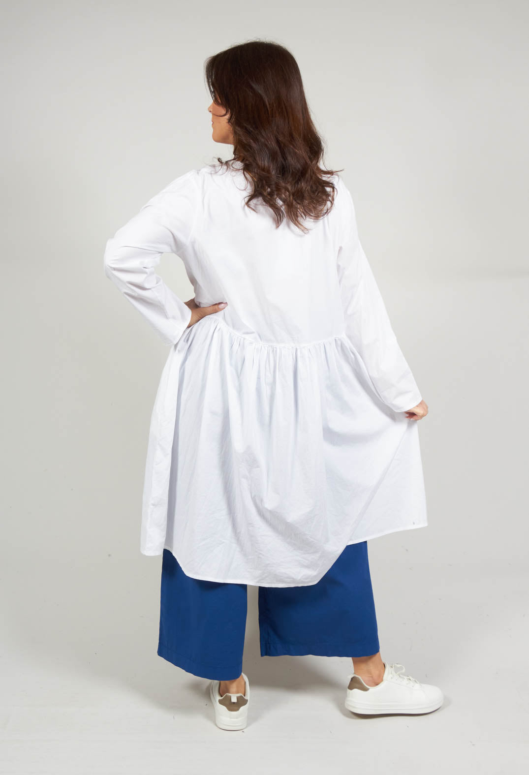 white long sleeve smock dress White Puff Sleeve Tiered Smock Dress