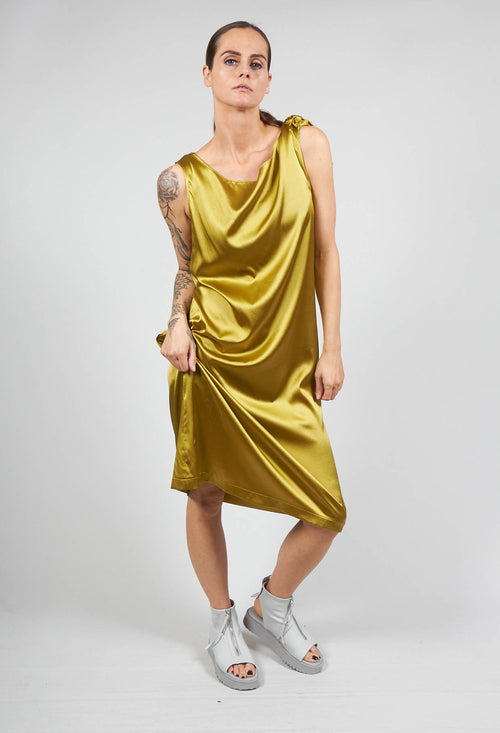 Draped Silk Slip Dress in Fern