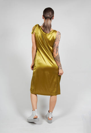 Draped Silk Slip Dress in Fern