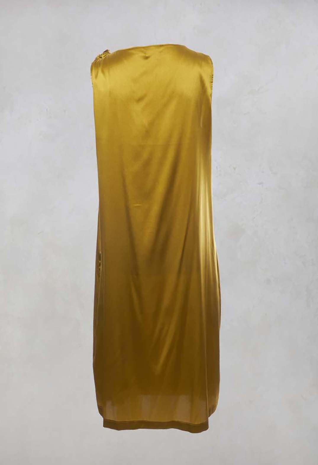 Draped Silk Slip Dress in Fern
