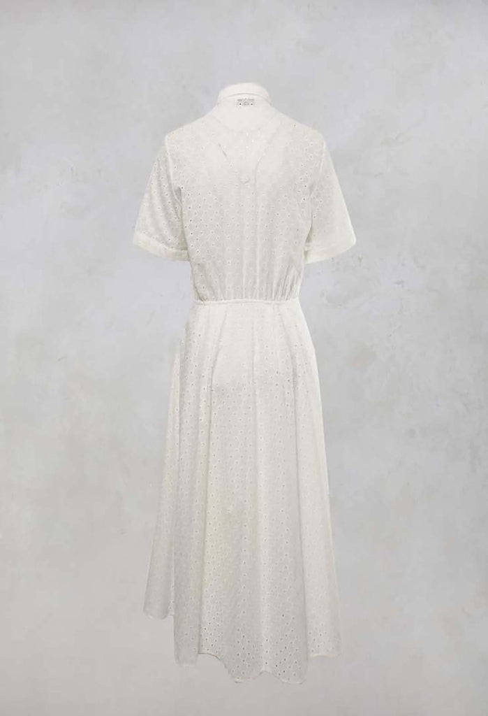 Embroidered Button Up Maxi Dress in Chalk