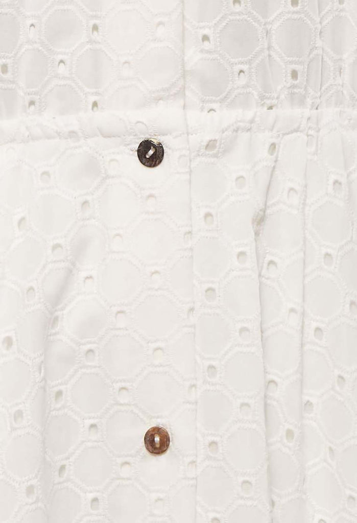 Embroidered Button Up Maxi Dress in Chalk