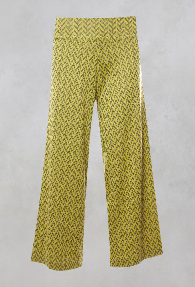 High Waisted Printed Wide Leg Trousers in Fern