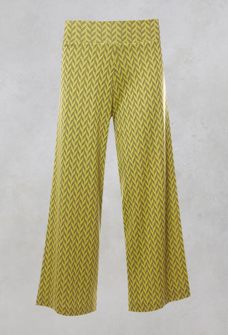 High Waisted Printed Wide Leg Trousers in Fern