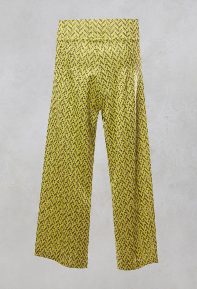 High Waisted Printed Wide Leg Trousers in Fern