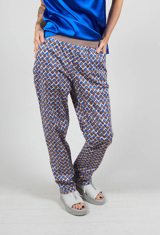 Printed Straight Leg Trousers in Bluette