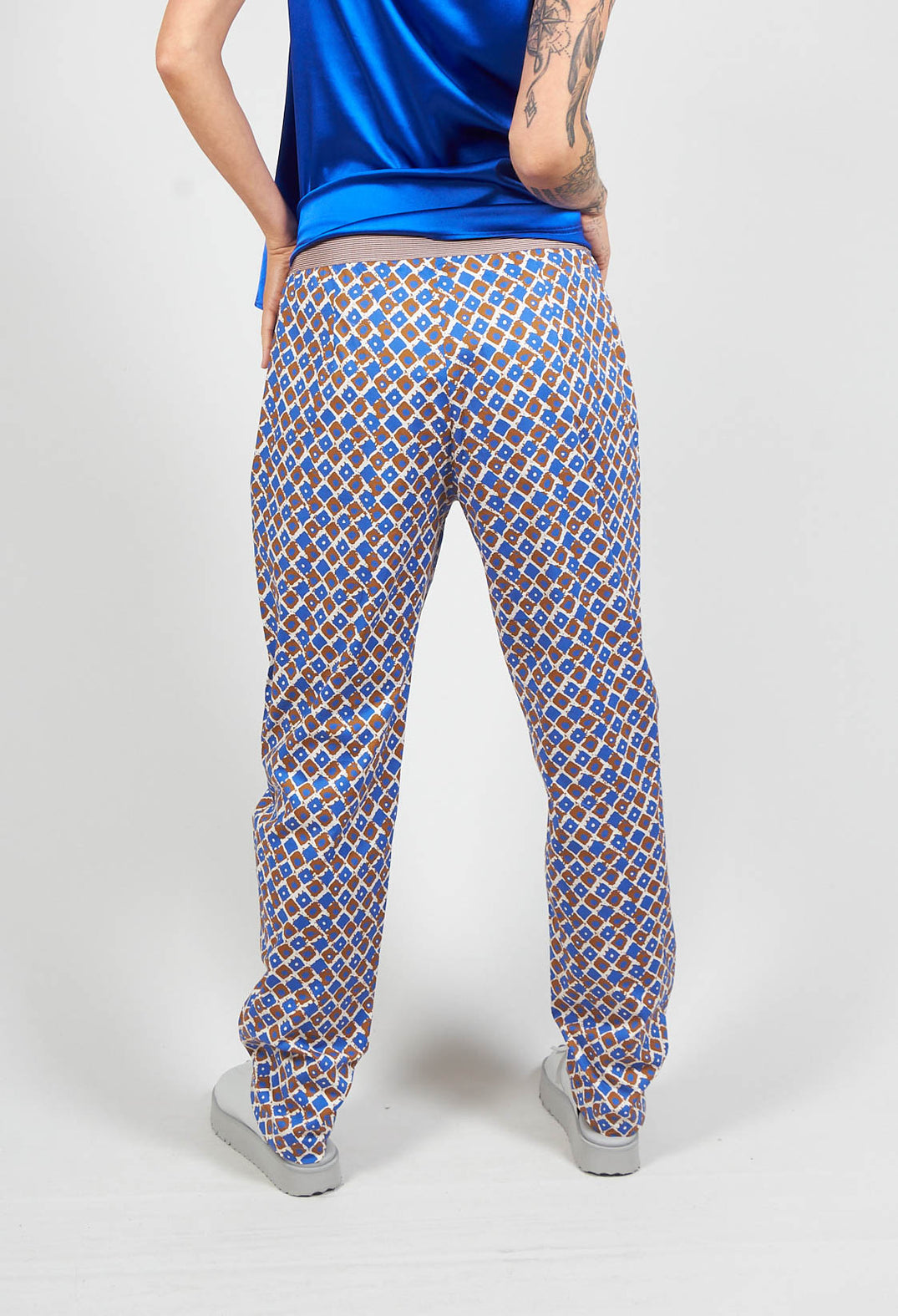 Printed Straight Leg Trousers in Bluette