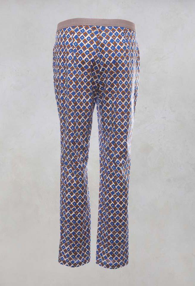 Printed Straight Leg Trousers in Bluette