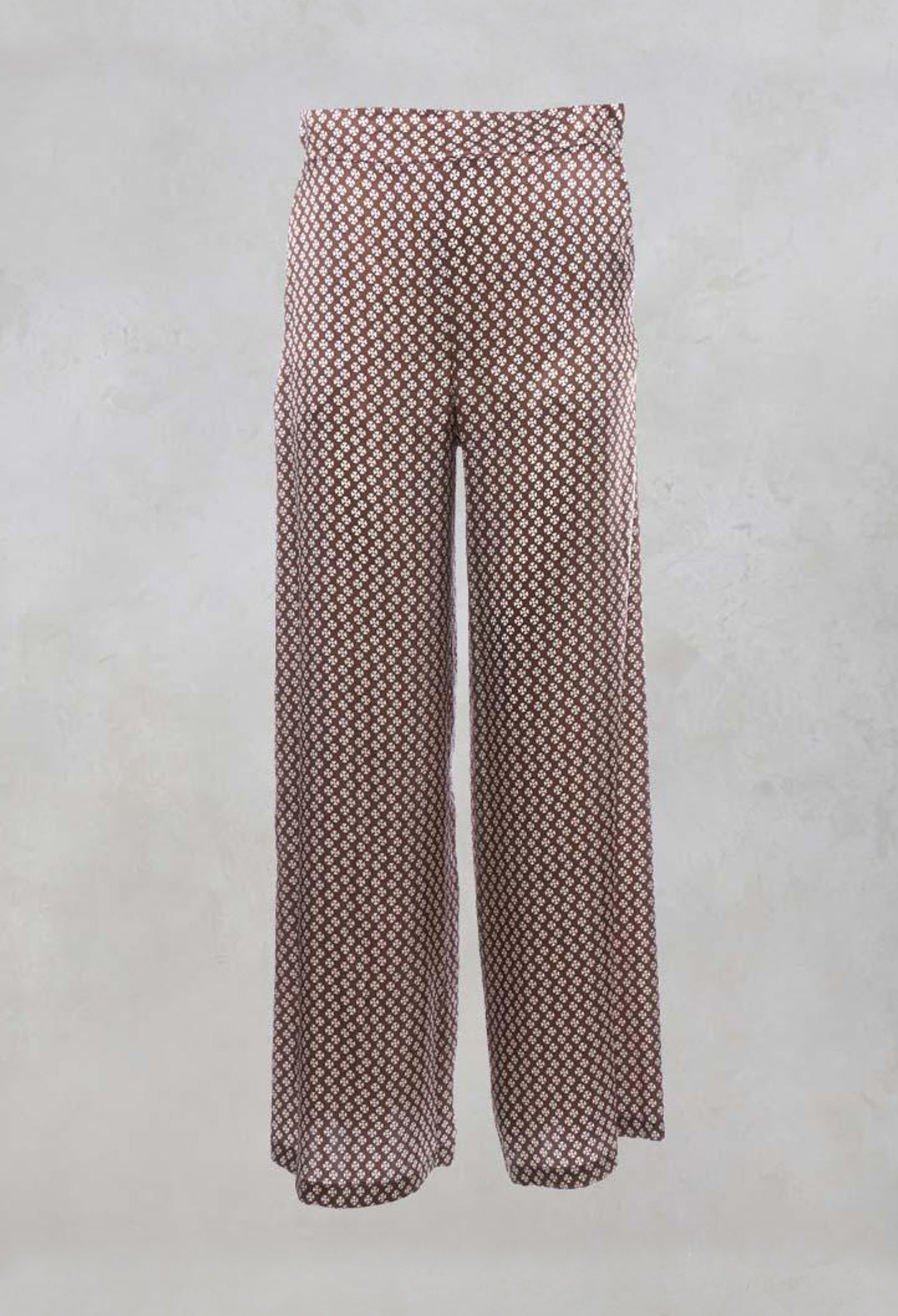 Silk Printed Palazzo Trousers in Cocoa