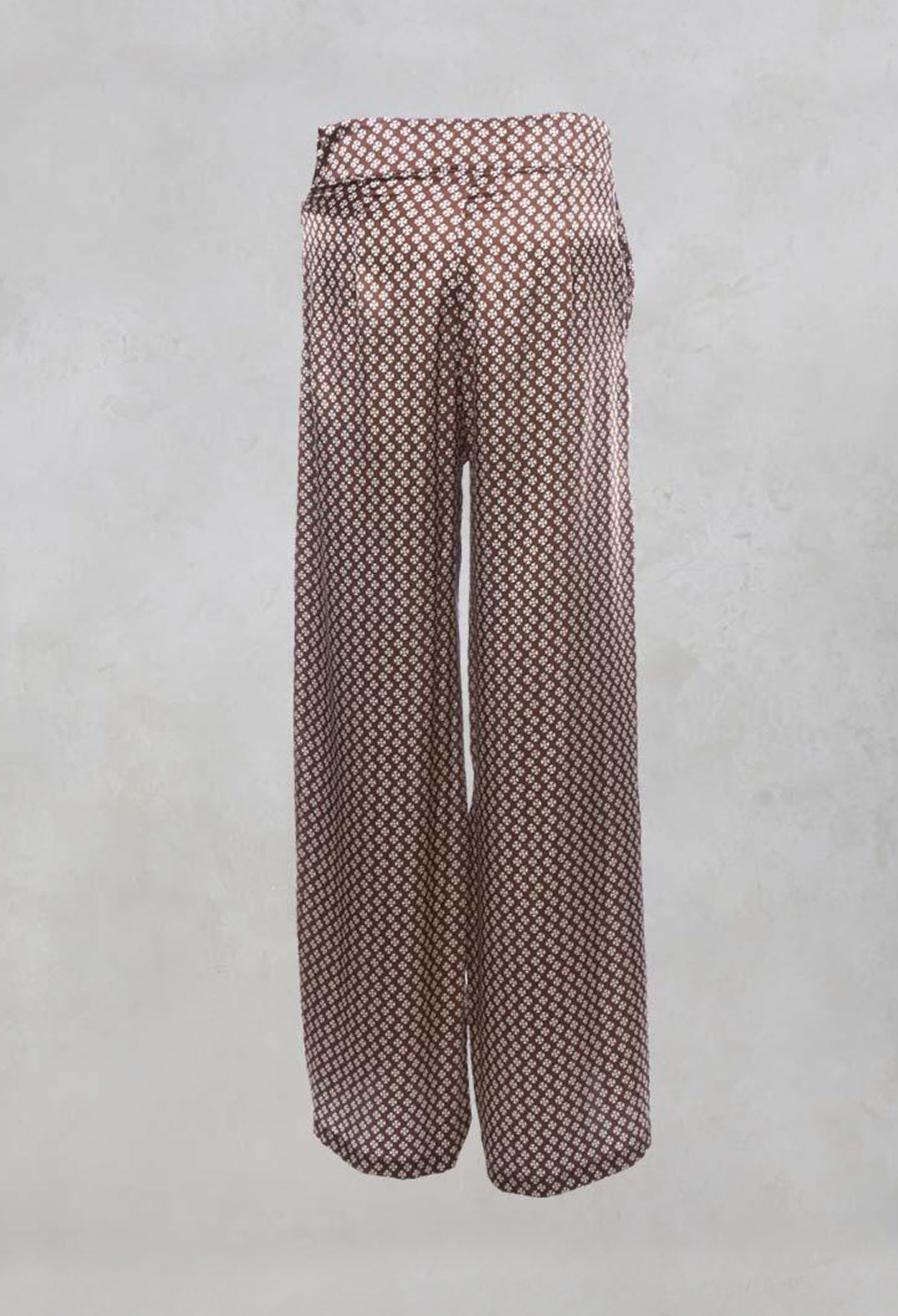 Silk Printed Palazzo Trousers in Cocoa