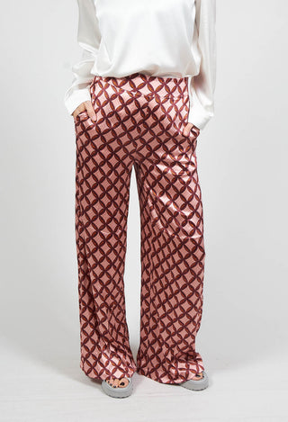 Silk Printed Palazzo Trousers in Papaya