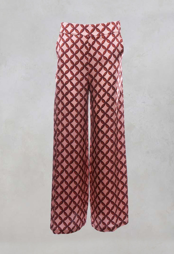 Silk Printed Palazzo Trousers in Papaya