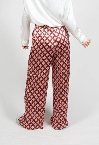 Silk Printed Palazzo Trousers in Papaya