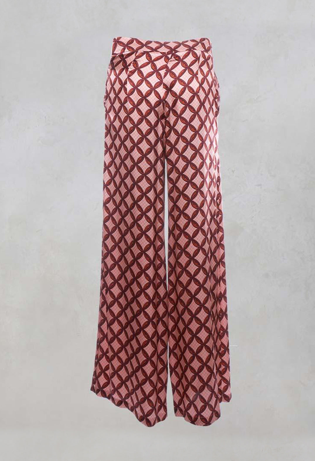 Silk Printed Palazzo Trousers in Papaya