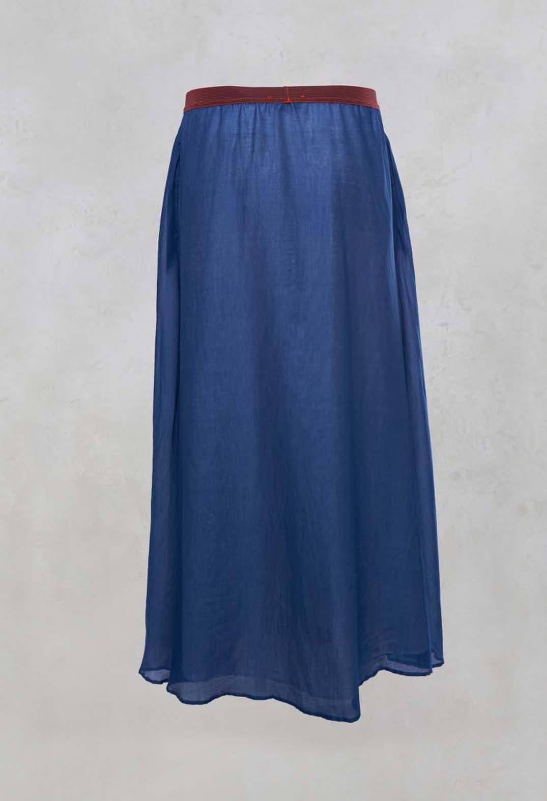 Layered Maxi Skirt with Contrast Waistband in Bluette