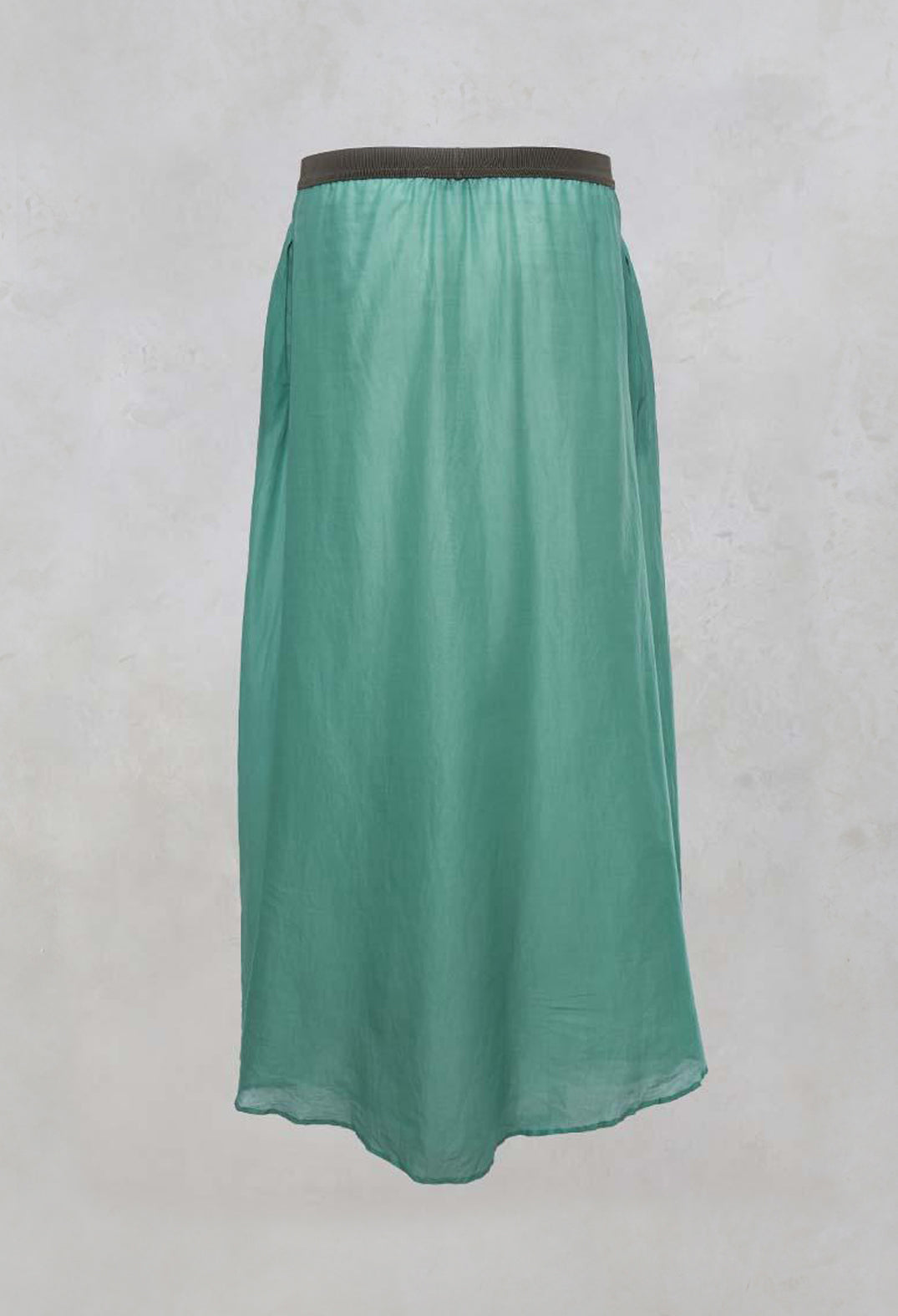 Layered Maxi Skirt with Contrast Waistband in Emerald