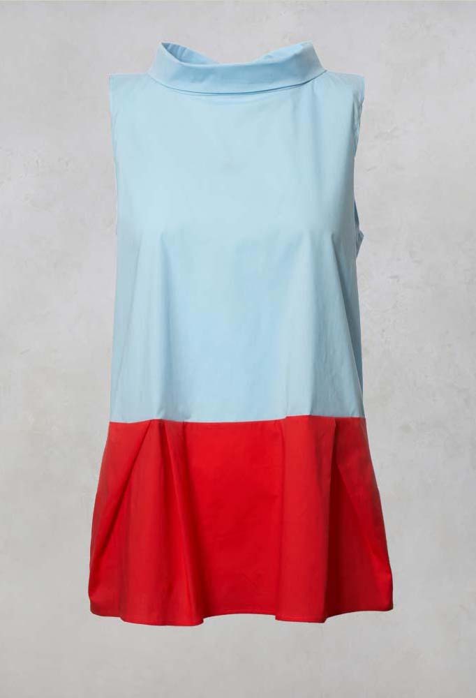 Sleeveless Colour Block Peplum Top in Atoll